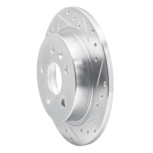 Buick Regal Brake Rotor (1) - Rear Right - R1 Concepts - Drilled & Slotted - Silver - `11-`16